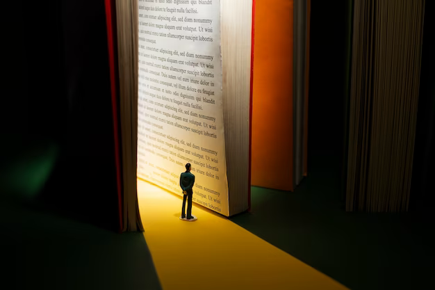 Little man reading a book
