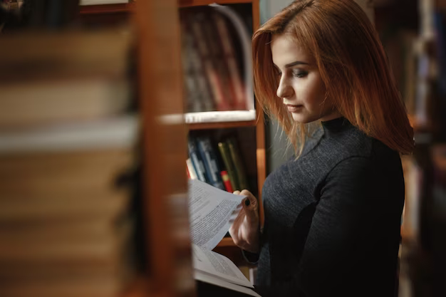 Girl reading in the library